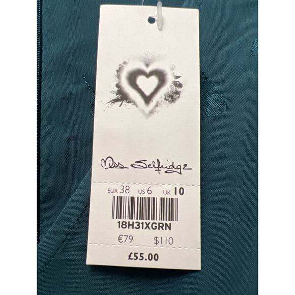 NWT‎ Miss Selfridge Women’s V-Neck 3/4 Sleeve Floral Cropped Jumpsuit Sz 6 Green - Picture 7 of 8